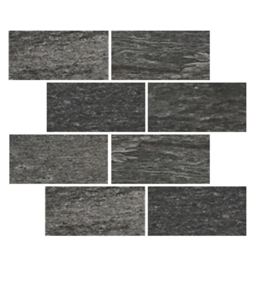 Milestone American Quartzite Black 3 x 6 Porcelain Mosaic Tile Super